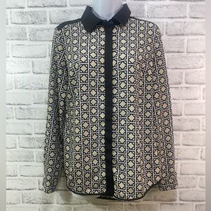 Michael Michael Kors Square Diamond Pattern Hidden Button Long Sleeve Blouse 4